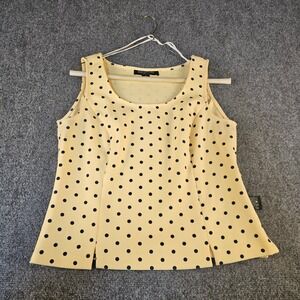 Perceptions Petite Yellow Polka Dot Sleeveless Scoop Neck Blouse Size 8P